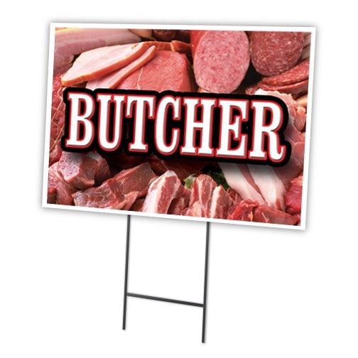 SignMission C-1216-DS-Butcher 12 x 16 in. Butcher Yard Sign & Stake