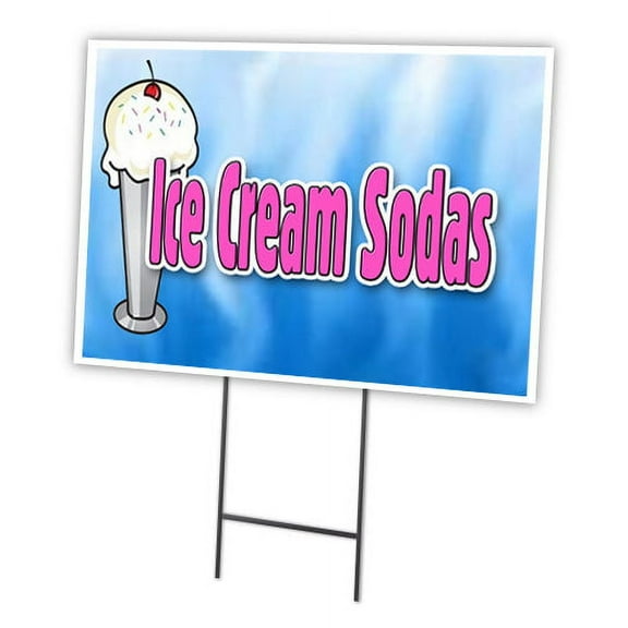 SignMission C-1216-DS-Ice Cream Sodas 12 x 16 in. ICE Cream Sodas Yard Sign & Stake