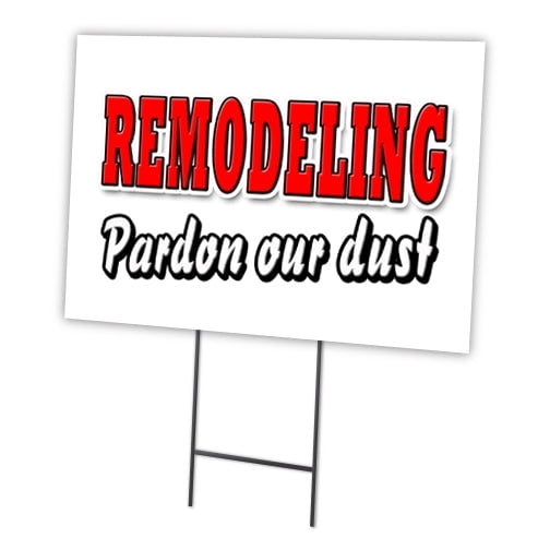 SignMission C-1216-DS-Remodeling Dust 12 x 16 in. Outdoor Plastic Yard Sign & Stake - Remodeling Pardon Our Dust