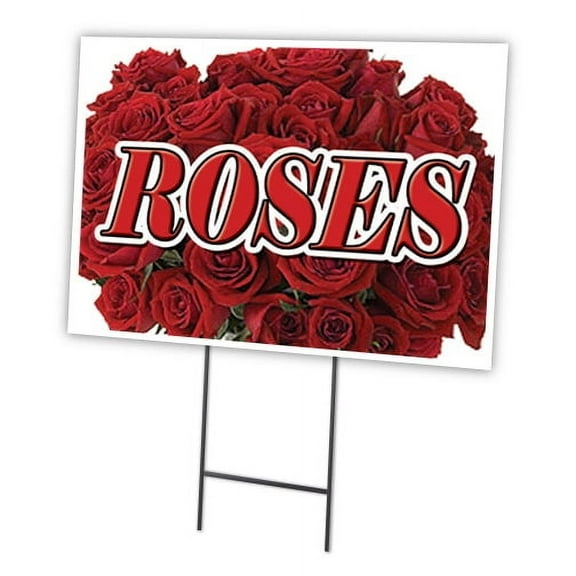 SignMission C-1216-DS-Roses 12 x 16 in. Roses Yard Sign & Stake