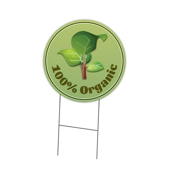 SignMission C-16-CIR-DS-WS- 100 Percent Organic 16 in. Double Sided Corrugated Circular Plastic Sign - Farmers Market 100 Percent Organic