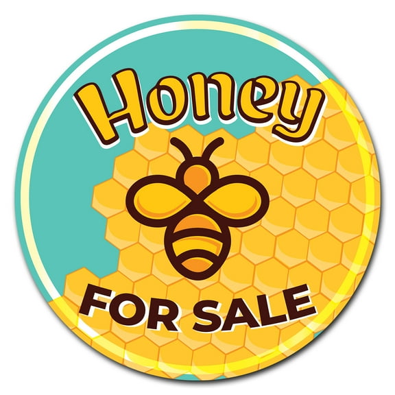 SignMission C-16-CIR-WS-Honey for Sale Corrugated Plastic Sign with Stakes 16 in. Circular - Farmers Market Honey