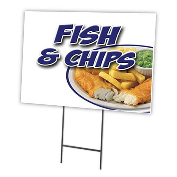 SignMission C-1824-DS-Fish & Chips 18 x 24 in. Yard Sign & Stake - Fish & Chips