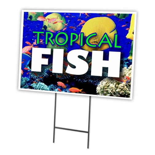 SignMission C-1824-DS-Tropical Fish 18 x 24 in. Tropical Fish Yard Sign & Stake