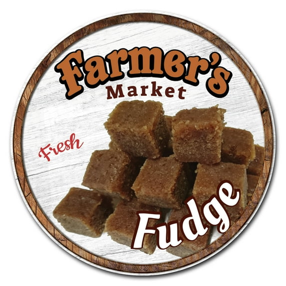 SignMission C-24-CIR-WS-Fudge Corrugated Plastic Sign with Stakes 24 in. Circular - Farmers Market Fudge