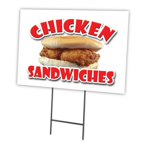 SignMission C-2436 Chicken Sandwiches 24 x 36 in. Chicken Sandwiches Yard Sign & Stake