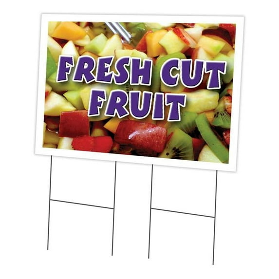 Fresh Cut Fruit 24" x 36" Yard Sign & Stake | Advertise Your Business | Stake Included Image On Front Only | Made in The USA