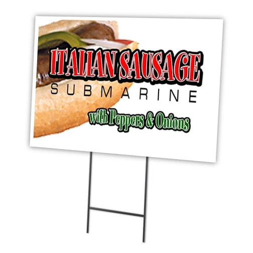 SignMission C-2436-DS-Italian Sausage Sub 24 x 36 in. Yard Sign & Stake - Italian Sausage Submarine