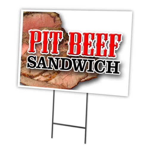 SignMission C-2436-DS-Pit Beef Sandwich 24 x 36 in. Pit Beef Sandwich Yard Sign & Stake