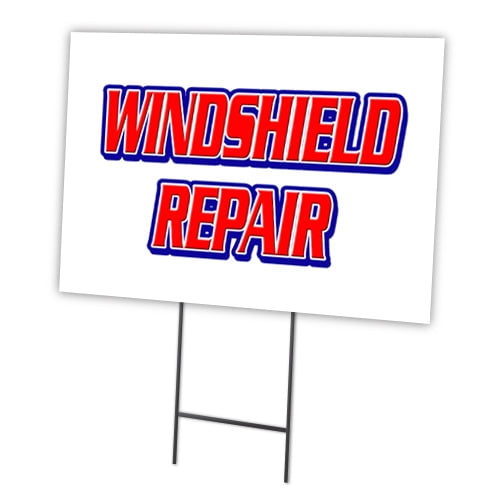 Windshield Repair 24" x 36" Yard Sign & Stake | Advertise Your Business | Stake Included Double Sided Image | Made in The USA