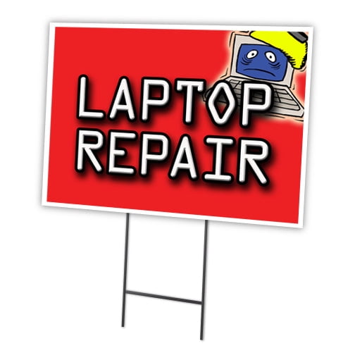 Computer Repairs Signs SignMission C-2436 Laptop Repair 24 x 36 in. Yard Sign & Stake - Laptop ...