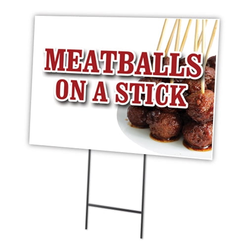 SignMission C-2436 Meatballs On A Stick 24 x 36 in. Meatballs on A Stick Yard Sign & Stake