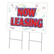SignMission C-2436 Now Leasing 24 x 36 in. Now Leasing Yard Sign & Stake
