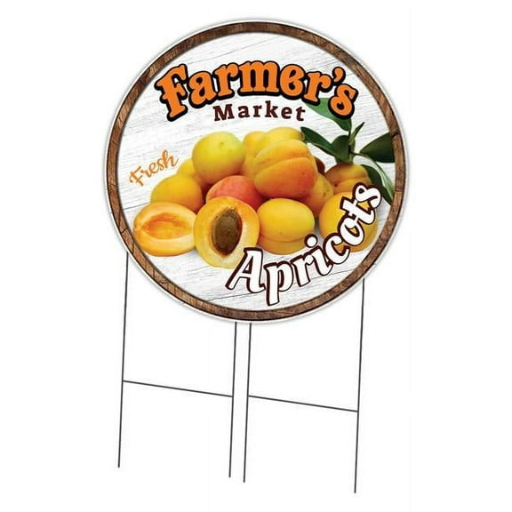 SignMission C-36-CIR-DS-WS- Apricots 36 in. Double Sided Corrugated Circular Plastic Sign - Farmers Market Apricots