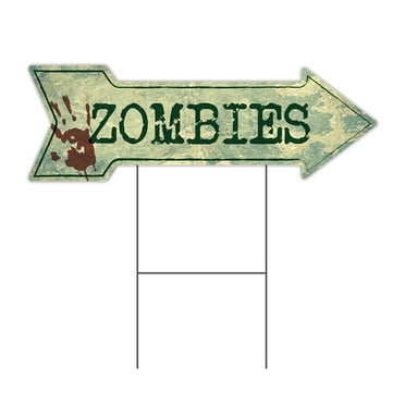 SignMission C-ARROW10-999532 10 x 30 in. Corrugated Plastic Single Sided Arrow Sign - Zombies