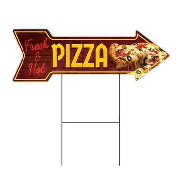 SignMission C-ARROW10-999667 10 x 30 in. Corrugated Plastic Single Sided Arrow Sign - Pizza