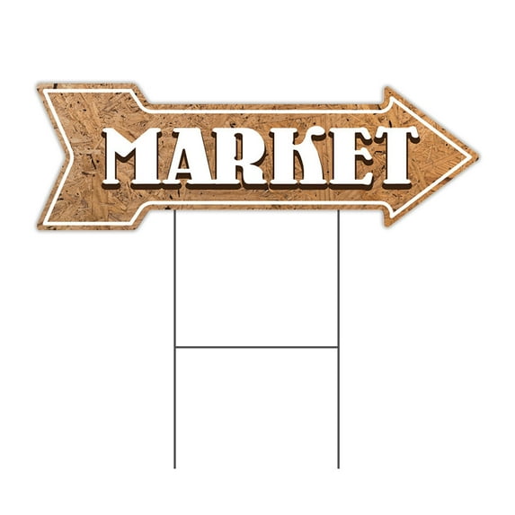 SignMission C-ARROW10-DS-999752 10 x 30 in. Corrugated Plastic Double Sided Arrow Sign - Market