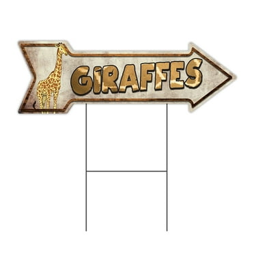 SignMission C-ARROW10-DS-999845 10 x 30 in. Corrugated Plastic Double Sided Arrow Sign - Giraffes