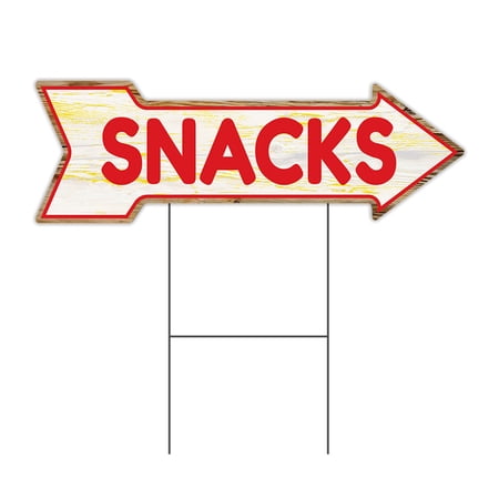 SignMission C-ARROW12-999609 12 x 36 in. Corrugated Plastic Single Sided Arrow Sign - Snacks