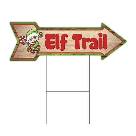 SignMission C-ARROW12-999881 12 x 36 in. Corrugated Plastic Single Sided Arrow Sign - Elf Trail