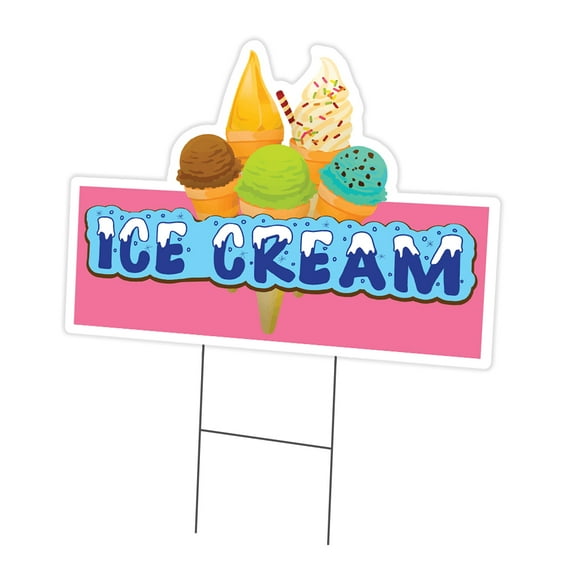 SignMission C-DC-1216-DS-Ice Cream19 12 x 16 in. Yard Sign & Stake - Ice Cream