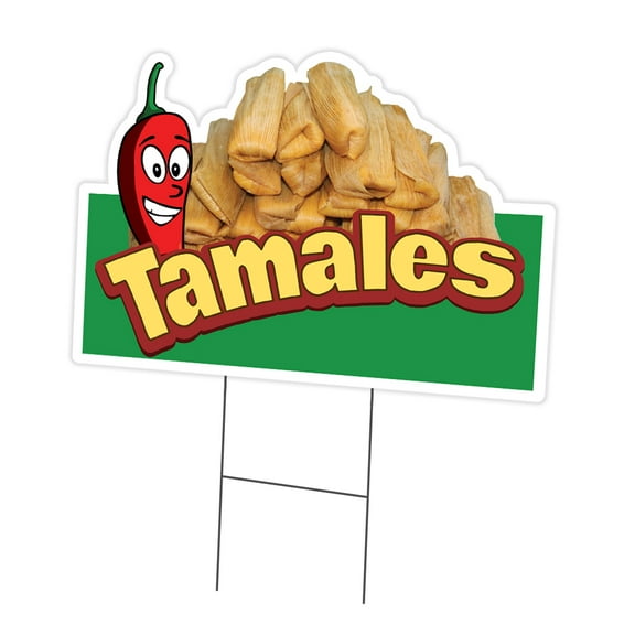 Tamales 12" x 16" Yard Sign & Stake | Advertise Your Business | Stake Included Double Sided Image | Made in The USA