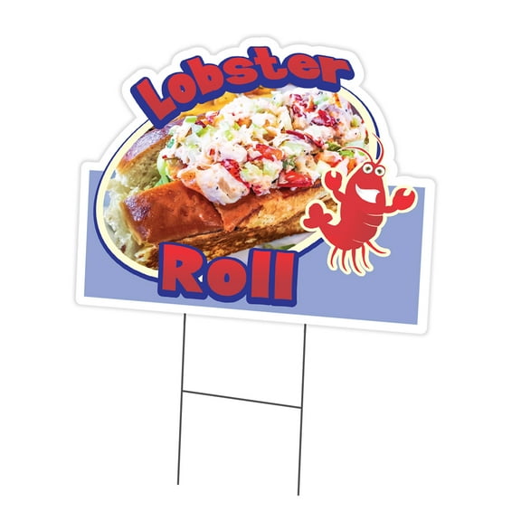 Lobster Roll 12" x 16" Yard Sign & Stake | Advertise Your Business | Stake Included Double Sided Image | Made in The USA