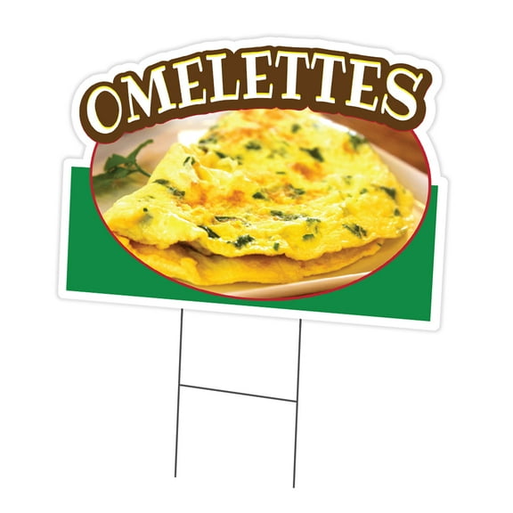 Omelettes 12" x 16" Yard Sign & Stake | Advertise Your Business | Stake Included Image On Front Only | Made in The USA