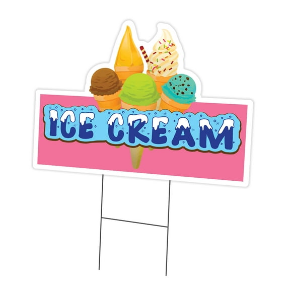 SignMission C-DC-1824-Ice Cream19 18 x 24 in. Yard Sign & Stake - Ice Cream