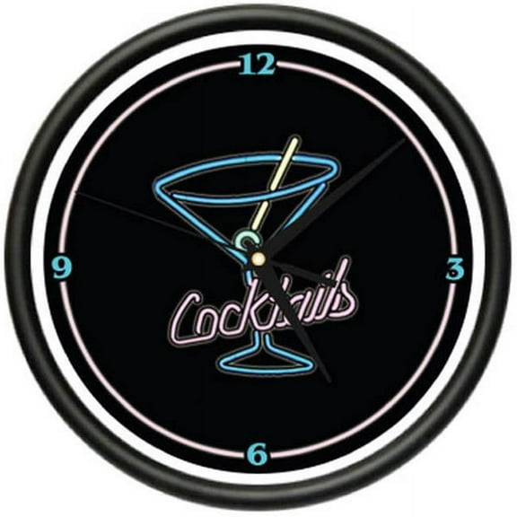 SignMission CL-COCKTAILS Cocktails Wall Clock - Martini Glass Bar Vodka Gin Art