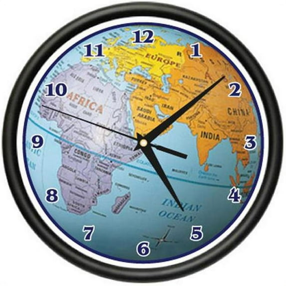 SignMission CL-GLOBE Wall Clock Decor - Globe World Map Atlas Geography Teacher Gift