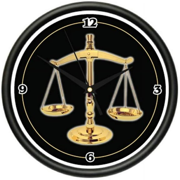 SignMission CL-SCALES OF JUSTICE 10 in. dia. Scales of Justice Wall Clock