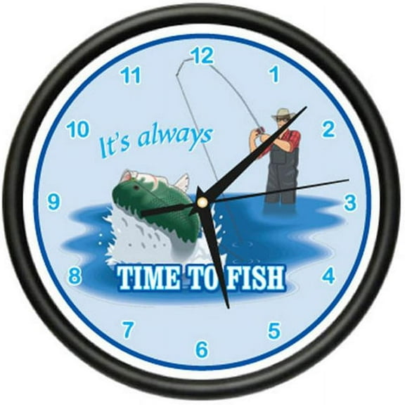SignMission CL-TROUT FISHERMAN Trout Fisherman Wall Clock - Fly Fishing Rod Reel Rainbow