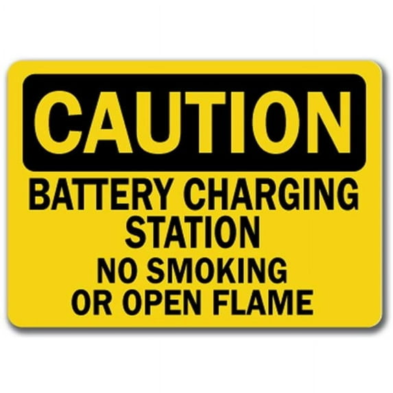 SignMission CS-Battery Charging 1 10 x 14 in. Caution Battery Charging Station No Smoking or Open Flames OSHA Sign