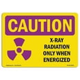 thumbnail image 1 of SignMission Caution Radiation X-Ray Radiation Only When Energized with Symbol OSHA Decal Sign, 1 of 5