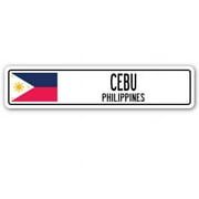 SignMission  Cebu, Philippines Street Sign - Filipino Flag City Country Road Wall Gift