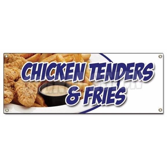 CHICKEN TENDERS & FRIES BANNER SIGN fried hot fresh crispy special food