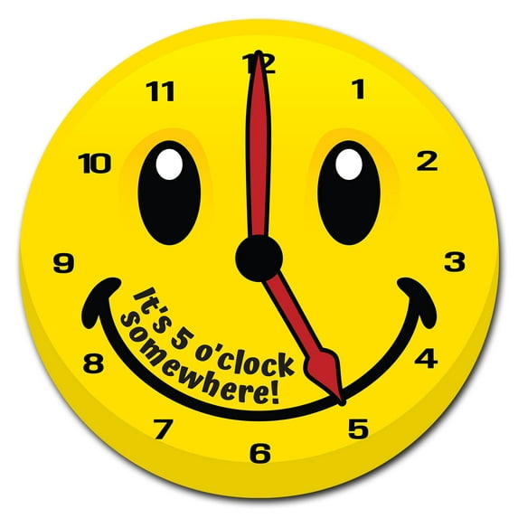 SignMission Circular Rigid Plastic Sign 12" Tall - Emoji 5 O'clock | Plastic Sign | Made in the USA