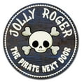 thumbnail image 1 of SignMission Circular Rigid Plastic Sign 12" Tall - Jolly Roger Pirate Next Door | Plastic Sign |  Made in the USA, 1 of 2