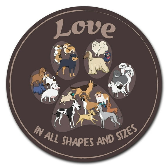 SignMission Circular Rigid Plastic Sign 12" Tall - Love Paw | Plastic Sign | Made in the USA