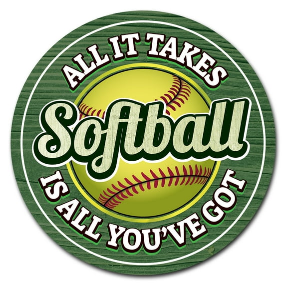SignMission Circular Rigid Plastic Sign 12" Tall - Softball | Plastic Sign | Made in the USA