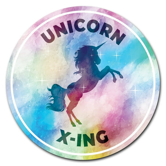SignMission Circular Rigid Plastic Sign 12" Tall - Unicorn Xing | Plastic Sign |  Made in the USA