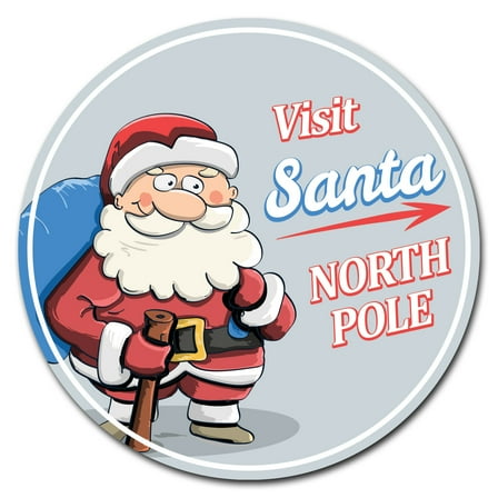 SignMission Circular Rigid Plastic Sign 12" Tall - Visit Santa | Plastic Sign |  Made in the USA