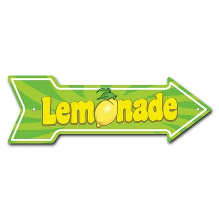 SignMission Corrugated Plastic Arrow Sign With Single Sided Image 10" X 30" - Lemonade Coroplast Yard Sign With Stake Made in the USA