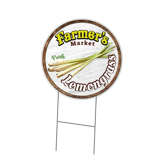SignMission Corrugated Plastic Sign With Double Sided Image 16" Circular - Farmer's Market Lemongrass | Coroplast Yard Sign With Stake |  Made in the USA