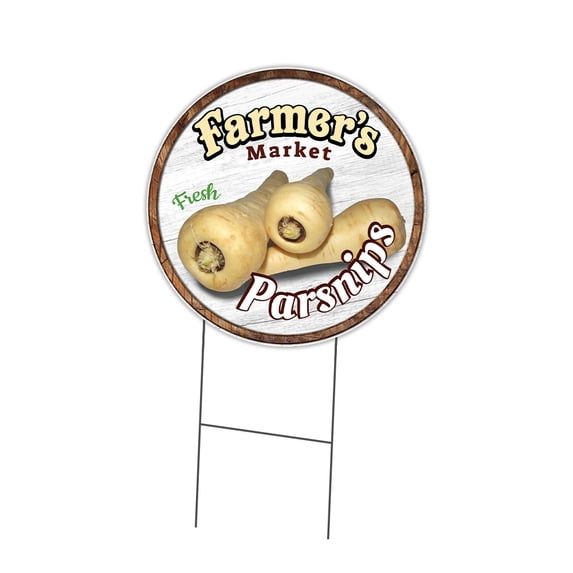 SignMission C-16-CIR-DS-WS- Parsnips 16 in. Double Sided Corrugated Circular Plastic Sign - Farmers Market Parsnips