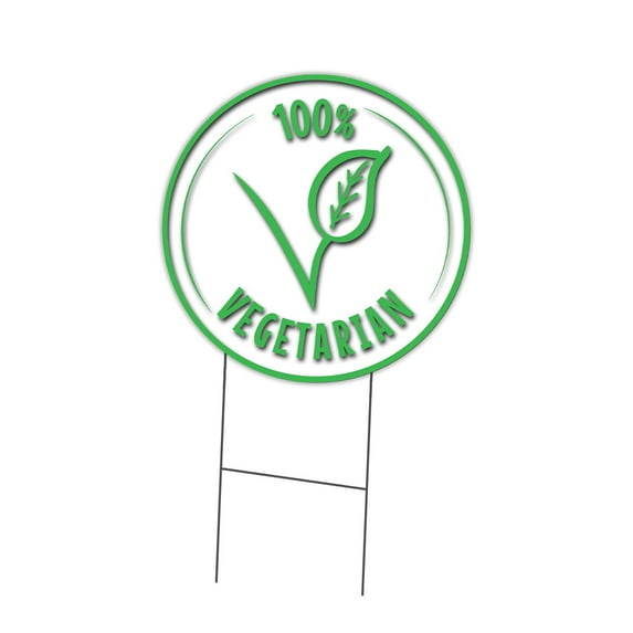 SignMission Corrugated Plastic Sign With Double Sided Image 24" Circular - Farmer's Market Vegetarian | Coroplast Yard Sign With Stake |  Made in the USA