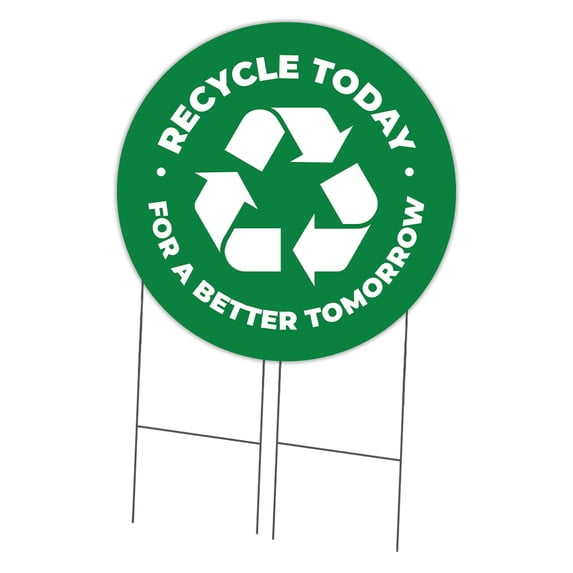 SignMission Corrugated Plastic Sign With Double Sided Image 36" Circular - Recycle | Coroplast Yard Sign With Stake | Made in the USA