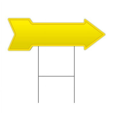 SignMission  Corrugated Plastic Single Sided Arrow Sign - Yellow - 10 x 30 in.