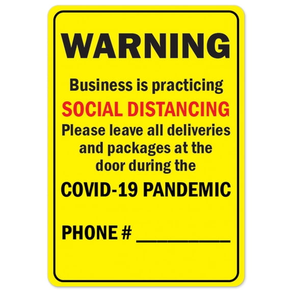 SignMission OS-NS-A-710-25517 Covid-19 Notice Aluminum Sign - Warning Business is Practicing Social Distancing